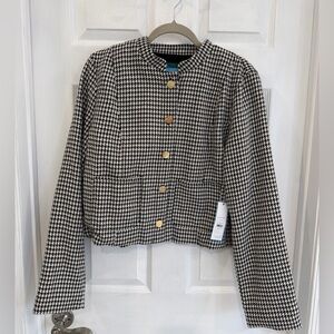 Brand new Draper James Black and White and gold accents Houndstooth Jacket